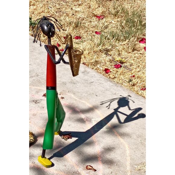 Saxophone Player Sculpture South African Scrap Metal VTG Folk Art Music Theme - Picture 4 of 12